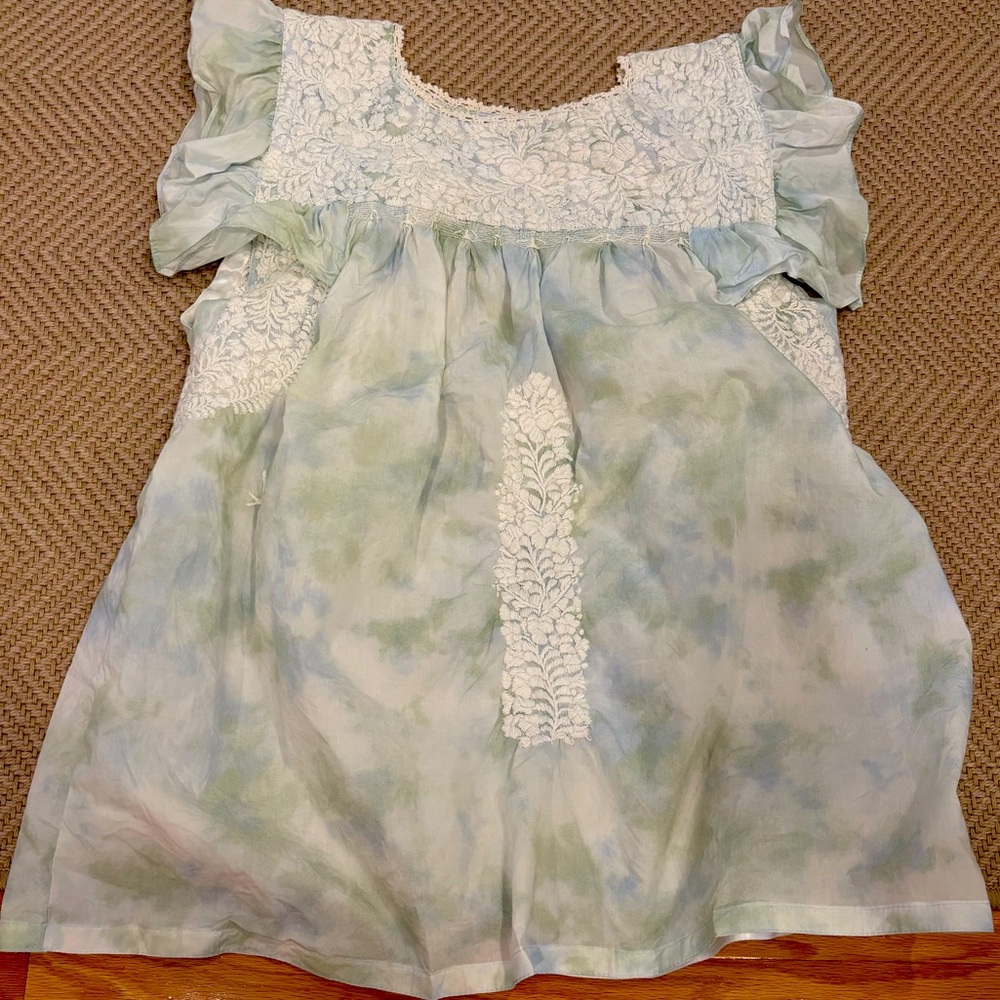 Mi Golondrina Cream Floral Embroidered Top